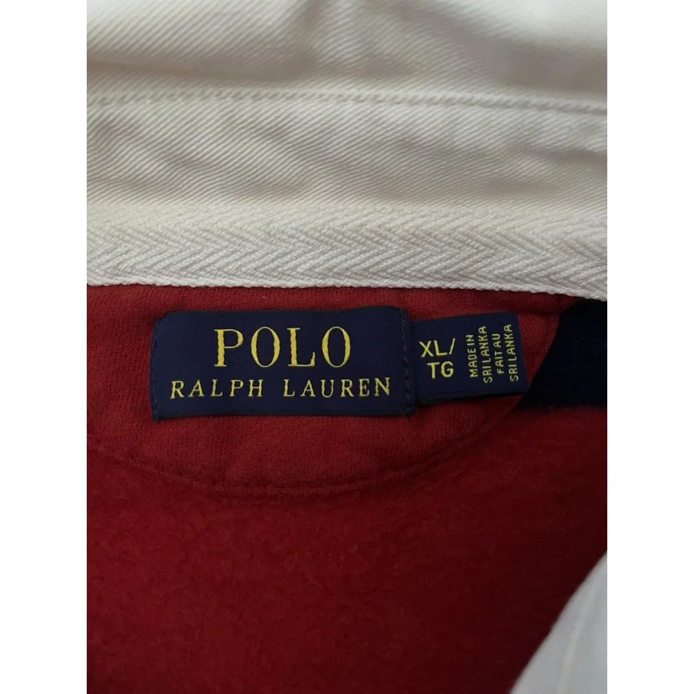 Polo Ralph Lauren Rugpy Shirt Men's XL Red Blue Stripes Long Sleeve Heavyweight
